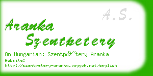 aranka szentpetery business card